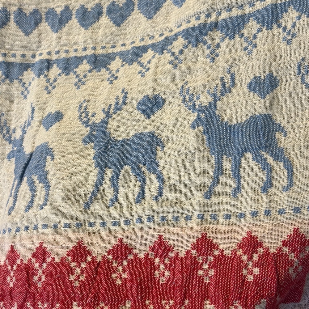 Hand Made Loom Set Reindeer Snowflake Winter’s Red Green Blue Towel Set 2 PC NEW - Picture 14 of 16